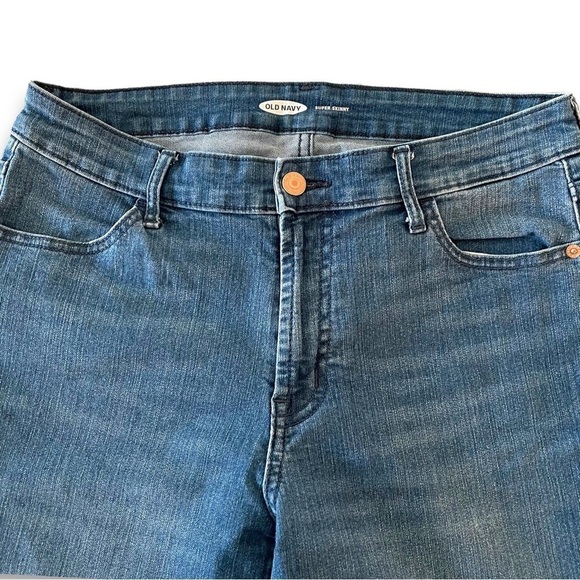 Old Navy Blue Denim Jeans Super Skinny Medium Wash High Rise Size 10 Tall - Picture 2 of 4